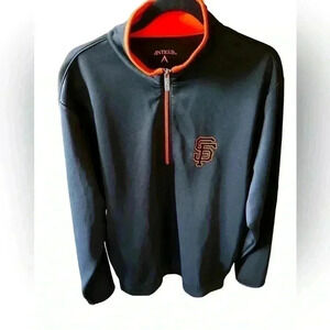 Men’s large black‎ Giants 1/4 zip scuba pullover jacket. EUC by Antigua